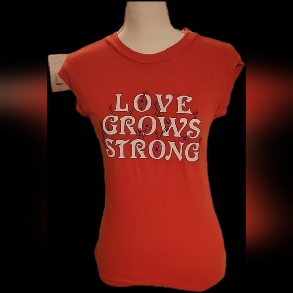 Girl dangerous orange womens tshirt love grows strong front sign size xs - Picture 2 of 11